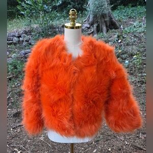 Codigo Vibrant Retro Orange Faux Fur Jacket Size Medium Large